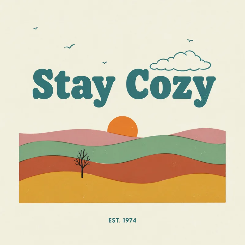 The Stay Cozy print, the design file as Ideogram made it