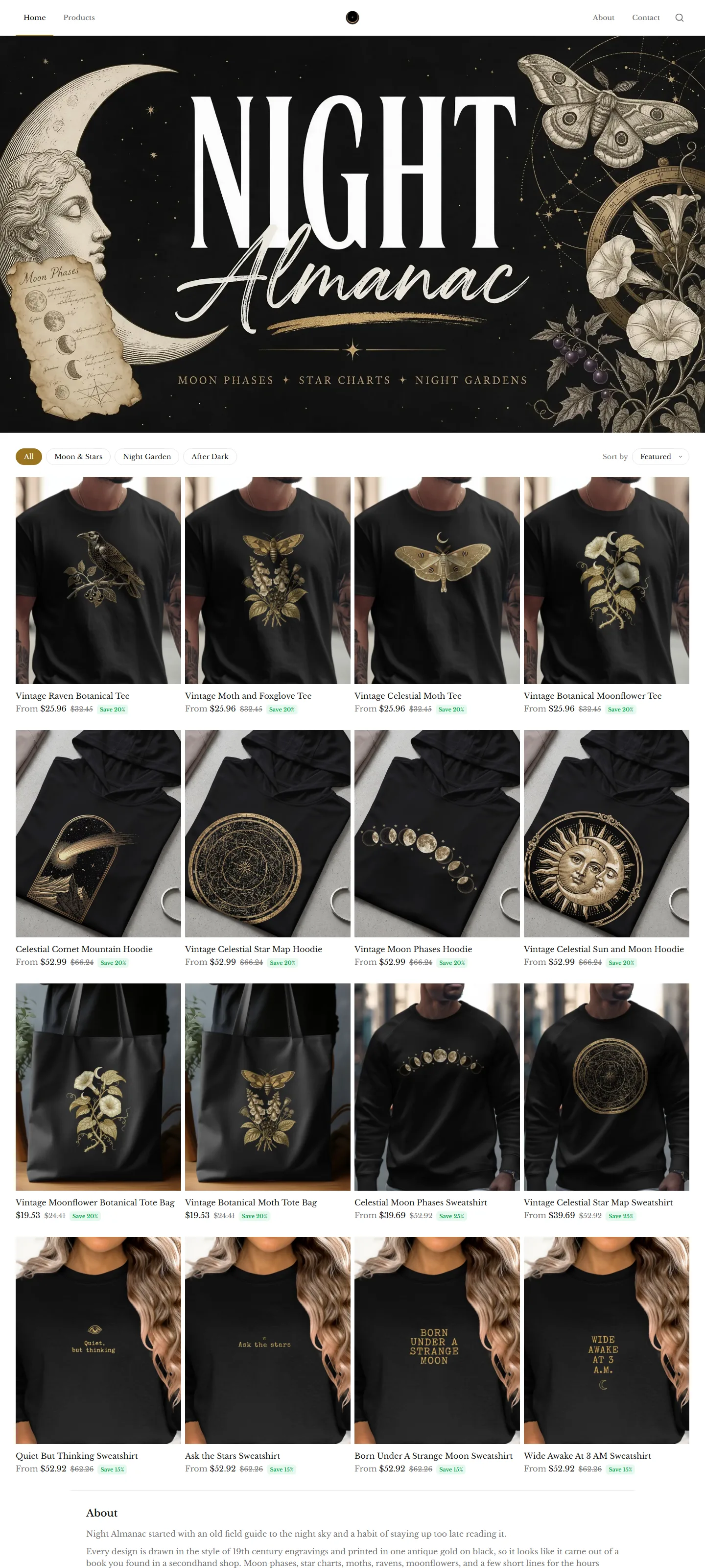 Night Almanac, a MyDesigns Store, on a laptop