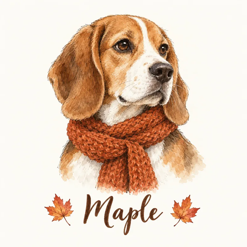 The Maple beagle portrait, the design file as GPT Image made it