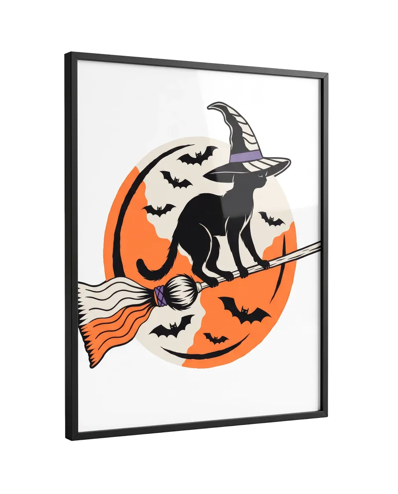 The witch cat design as a framed poster