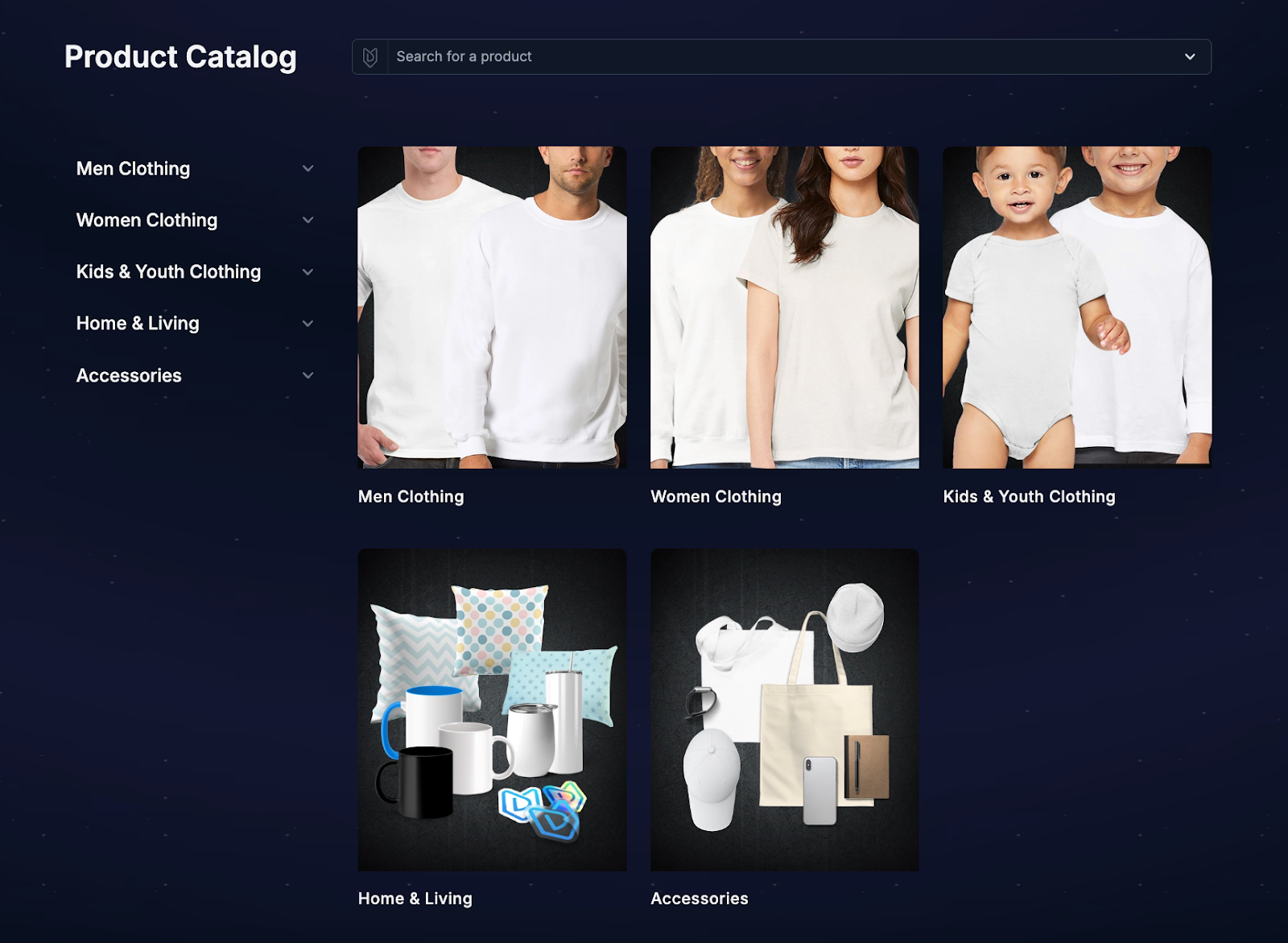 MyDesigns Product Catalog - Self Fullfilment