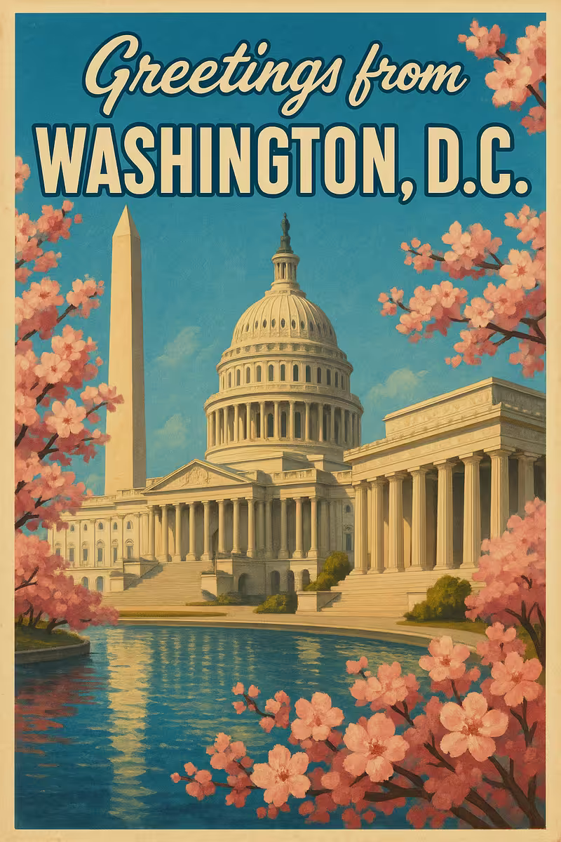Washington D.C. Historic Postcard Example AI Generated