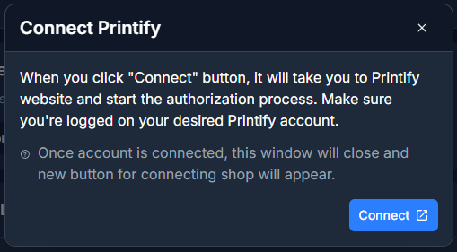Confirm and Redirect Printify MyDesigns Integration