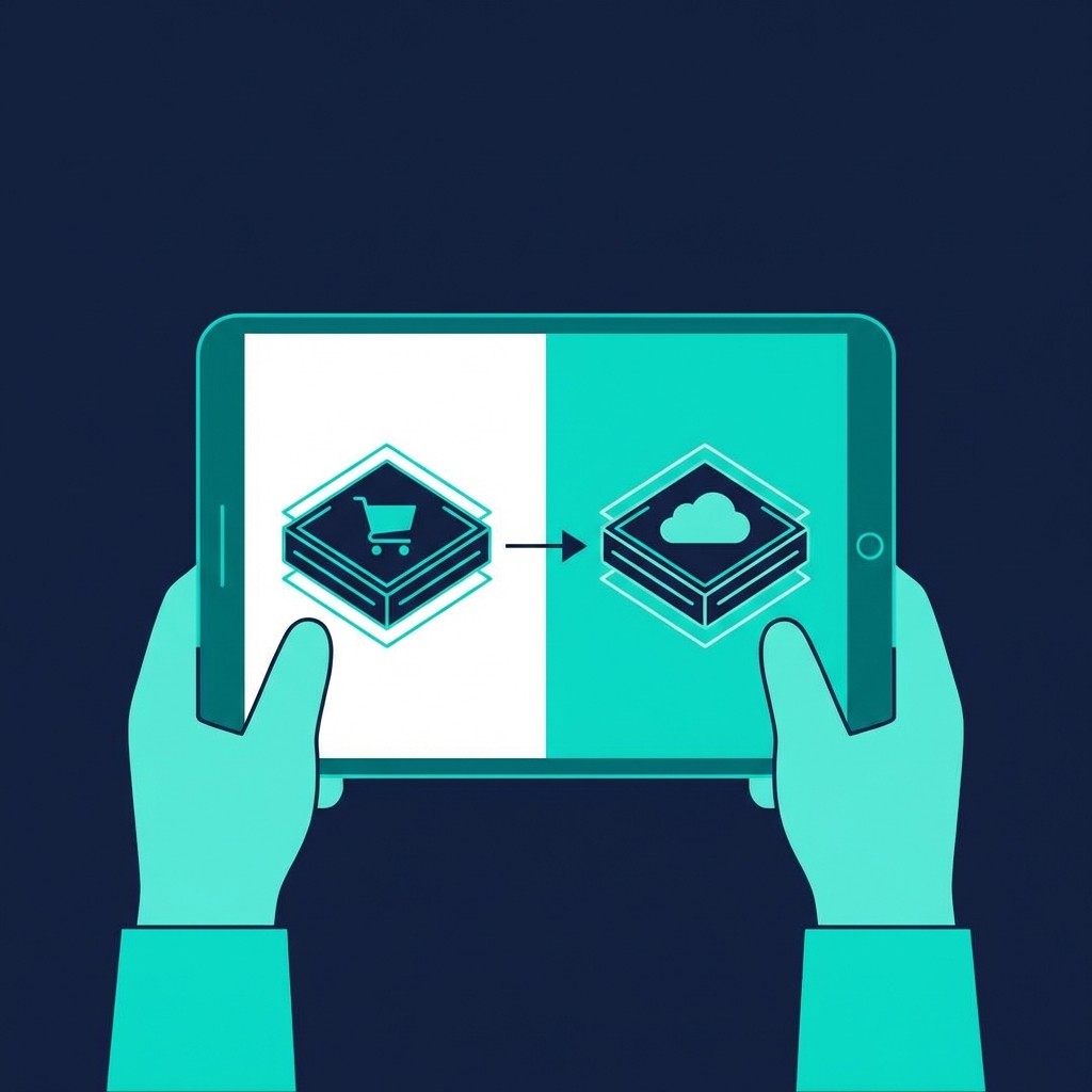 digital product seller comparing Shopify and Etsy platforms, dark navy background teal accents