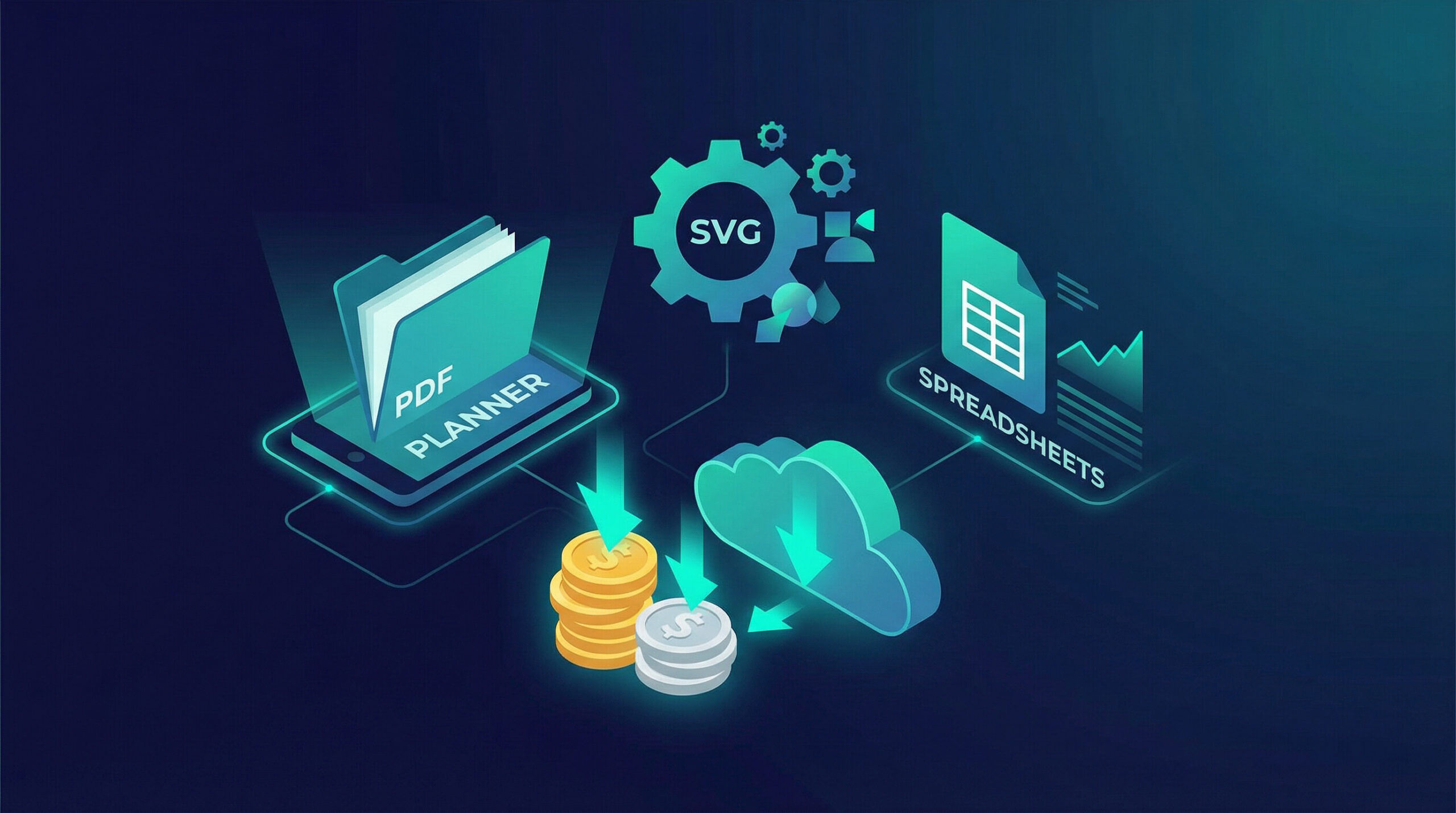 Digital products icons files and templates for passive income