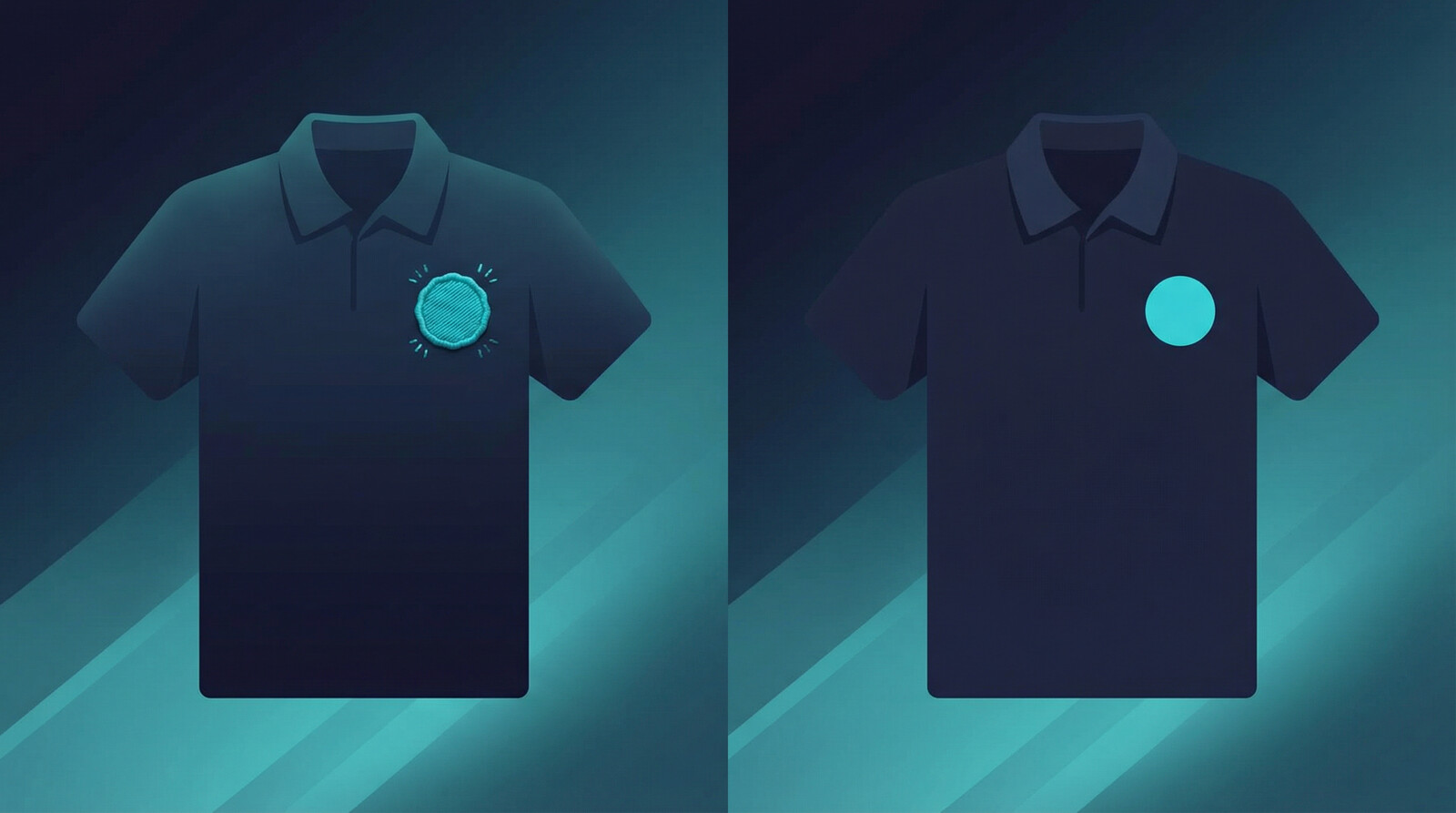 comparison of embroidered vs printed logo quality on polo shirts