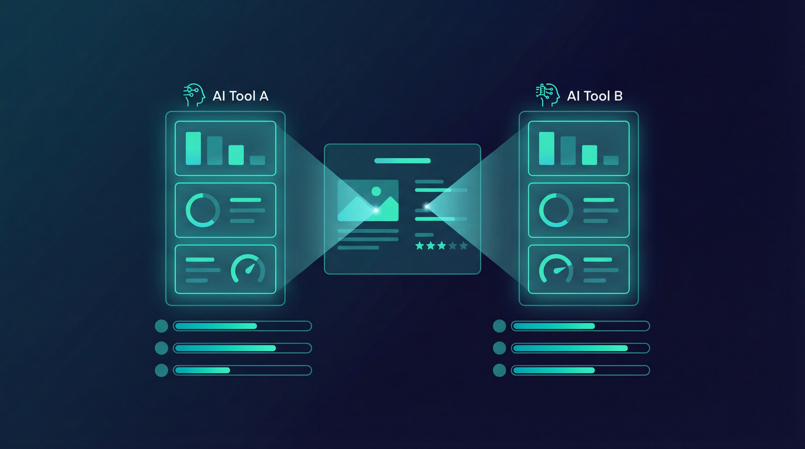Head to head AI design tools for print on demand scorecard illustration