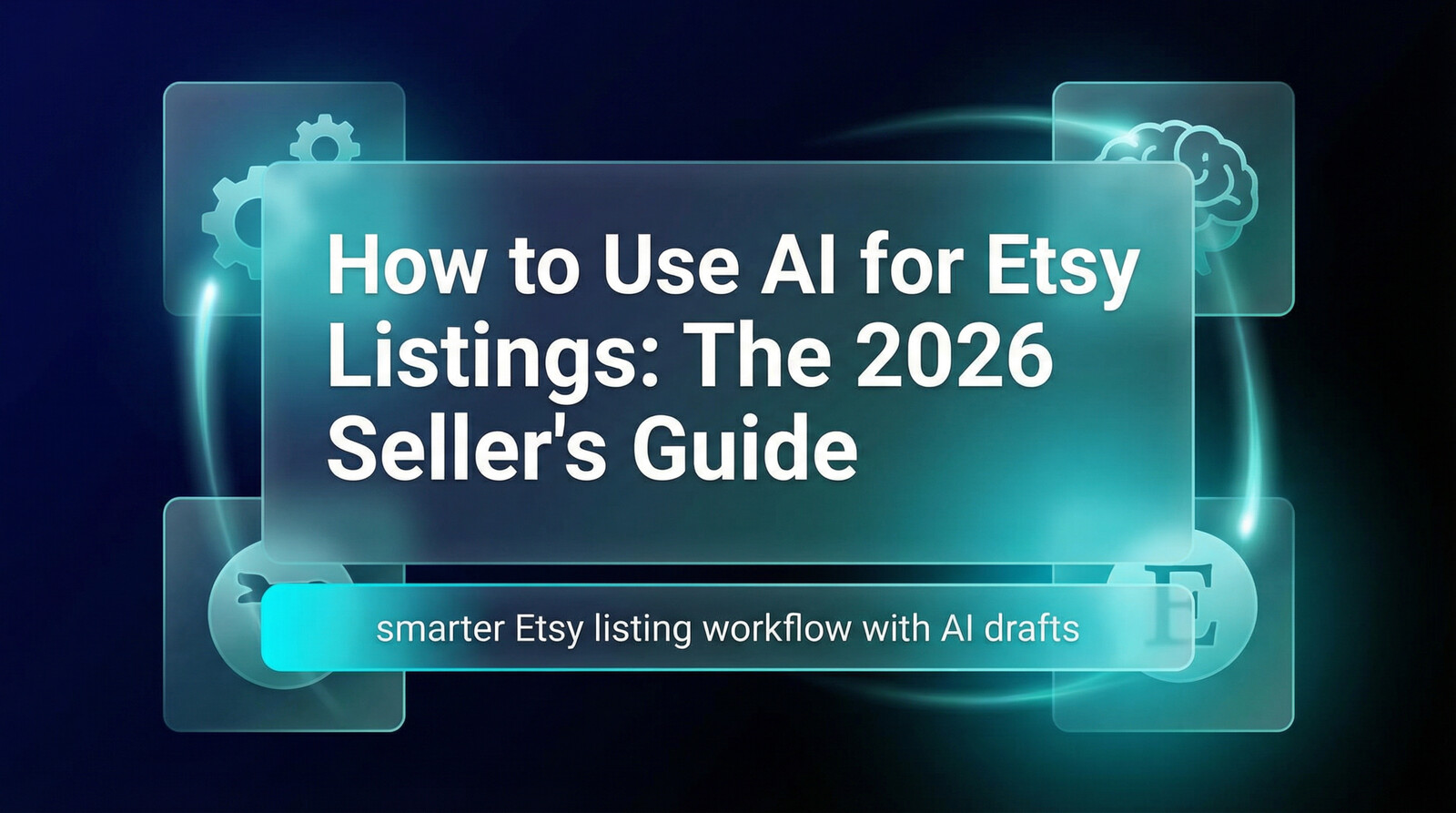How to use AI for Etsy listings blog thumbnail in dark navy and teal style