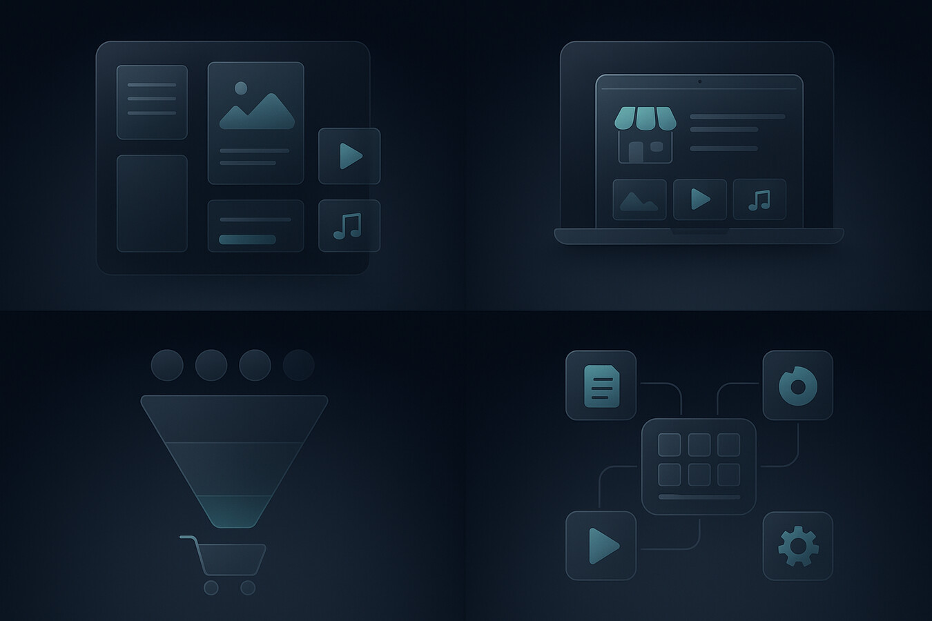 Small business dashboard selling digital products illustration