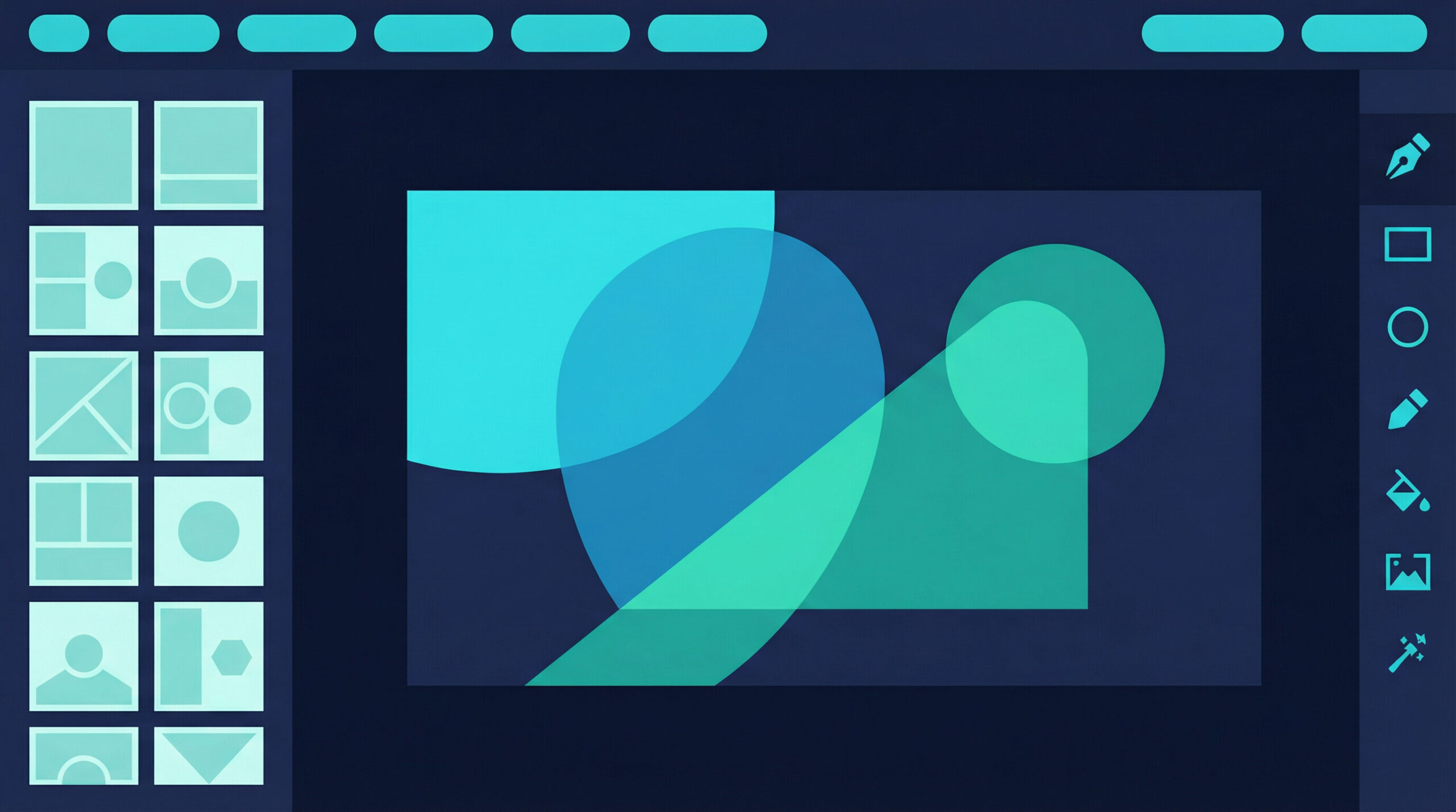 Graphic design tool interface with templates and vector shapes for print on demand