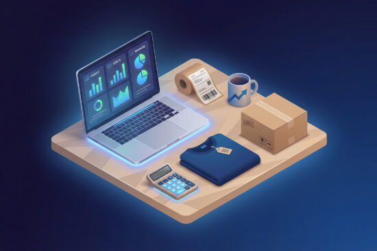 Print on demand profit margin dashboard illustration for Etsy sellers