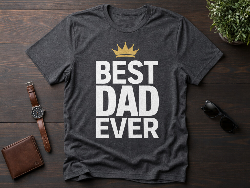 Best Dad Ever fathers day t shirt designs with bold typography and crown graphics