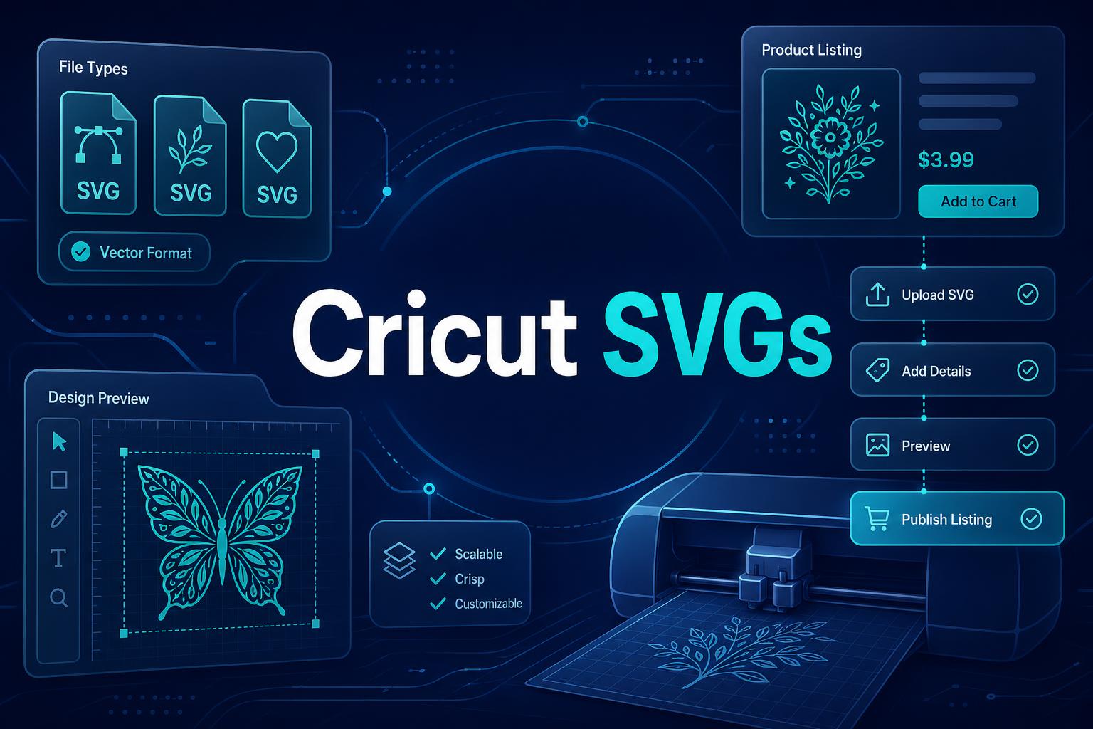 SVG files for Cricut featured image with Cricut SVGs text