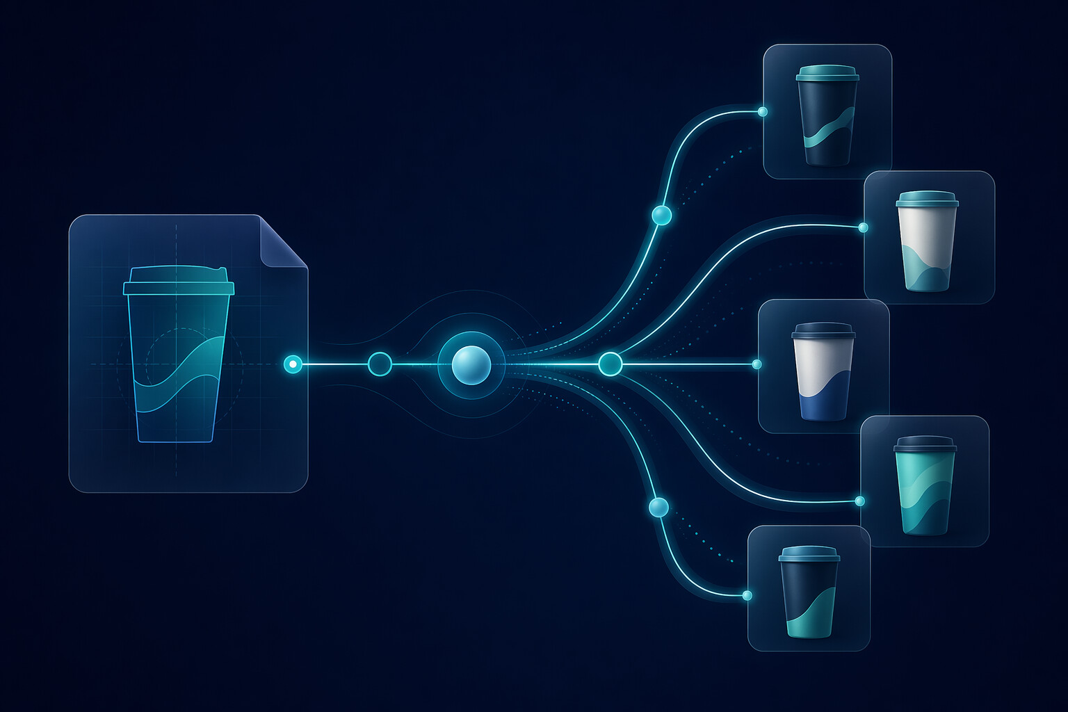 Custom party cup mockup generation workflow producing multiple event-themed variations