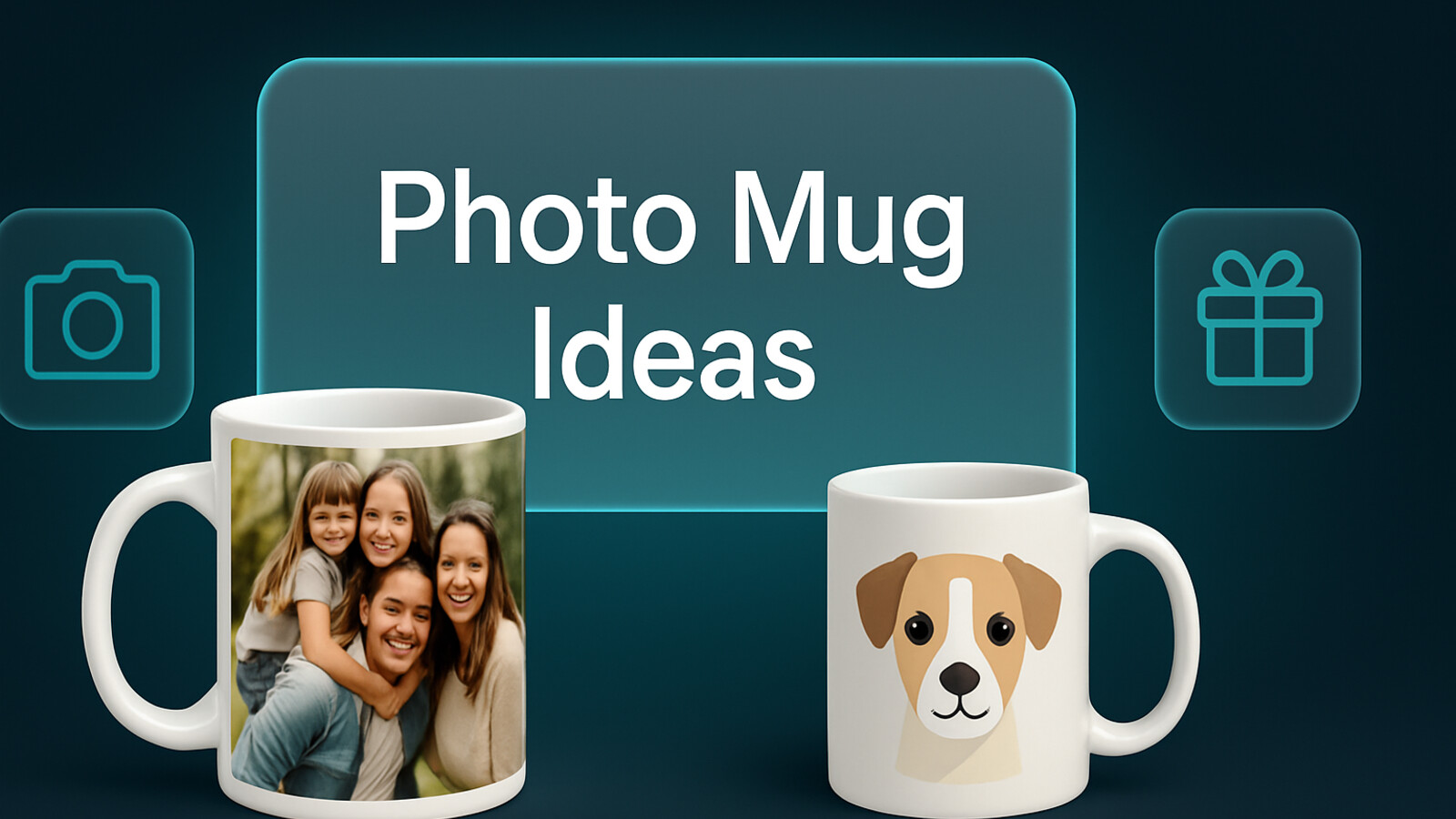 custom photo mugs featured image with gift and mug visuals