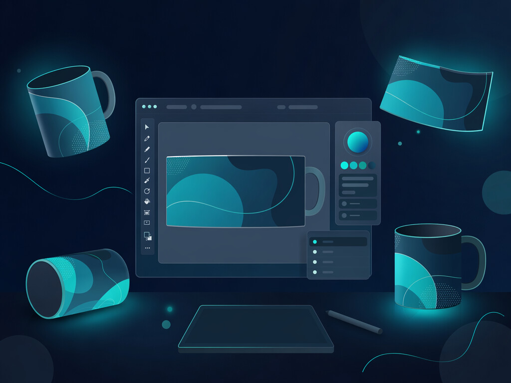 custom travel mugs design and wrap illustration