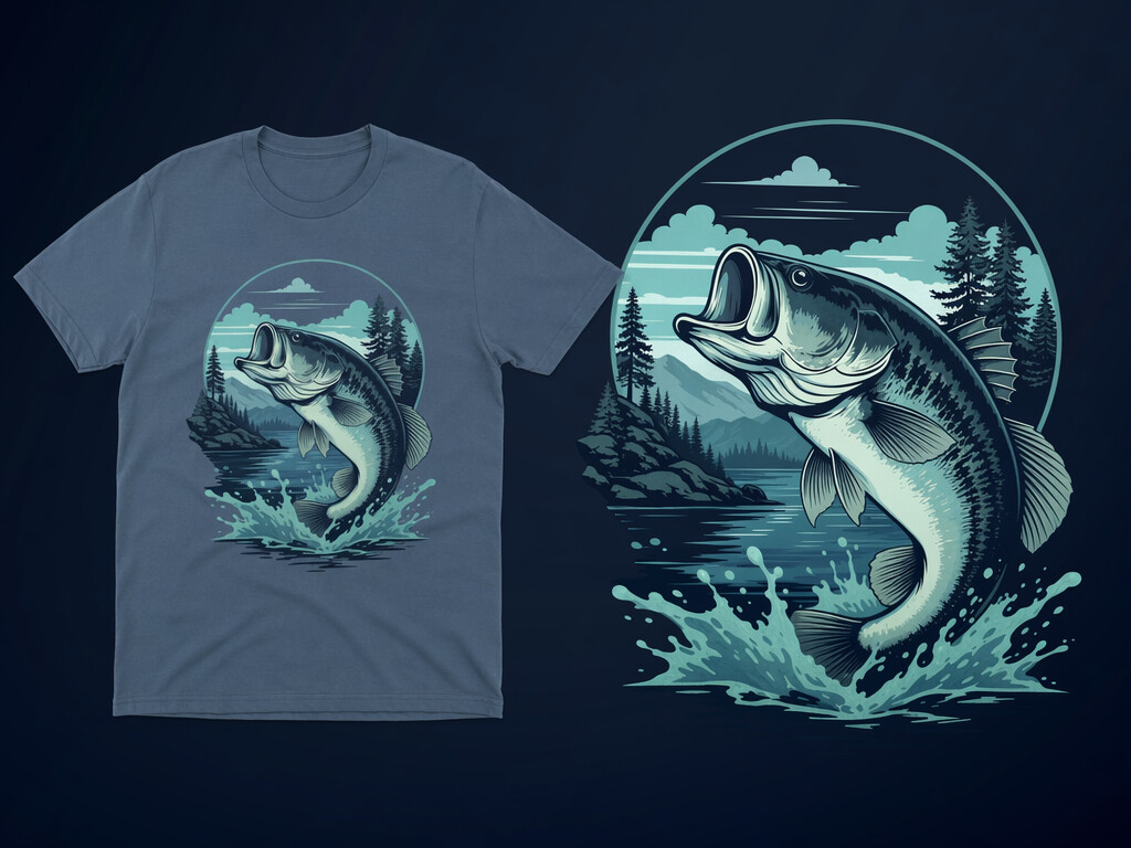 Reel Cool Dad fishing fathers day t shirt designs with bass fish graphics