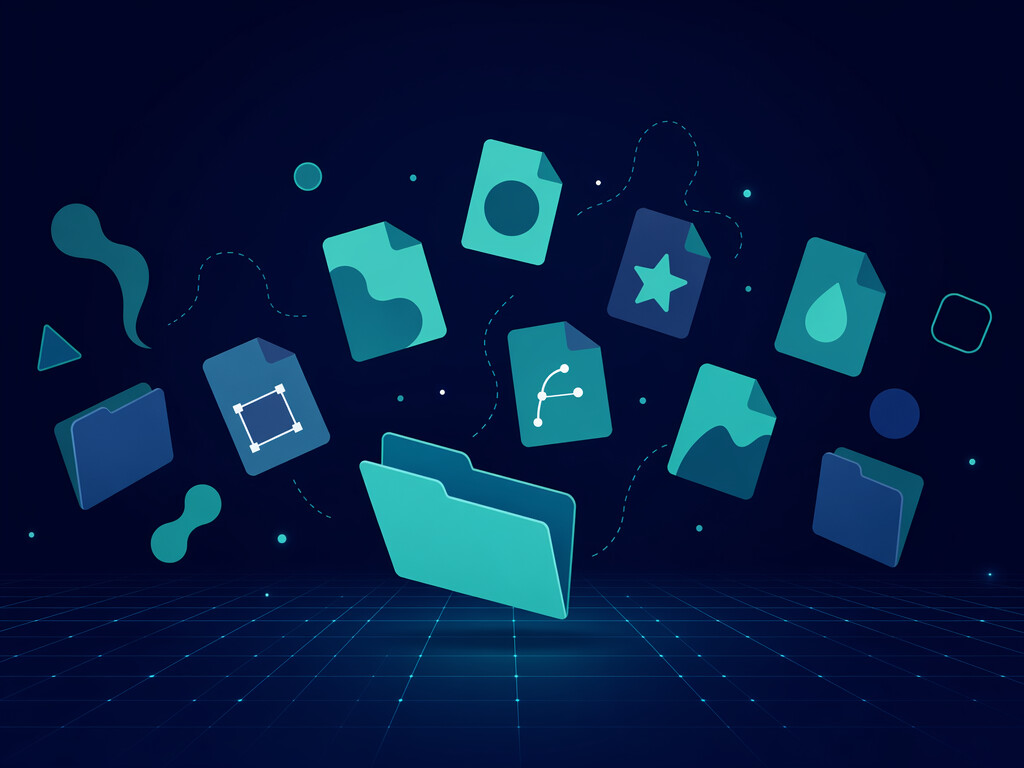 Abstract free SVG files floating above a digital grid for print on demand sellers