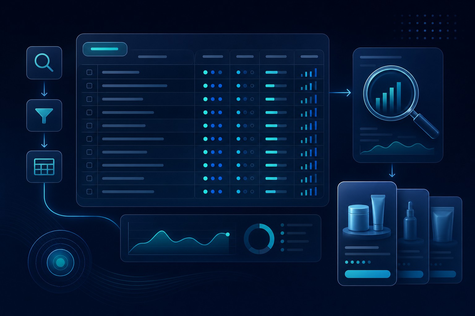 Keyword scoring spreadsheet workflow illustration
