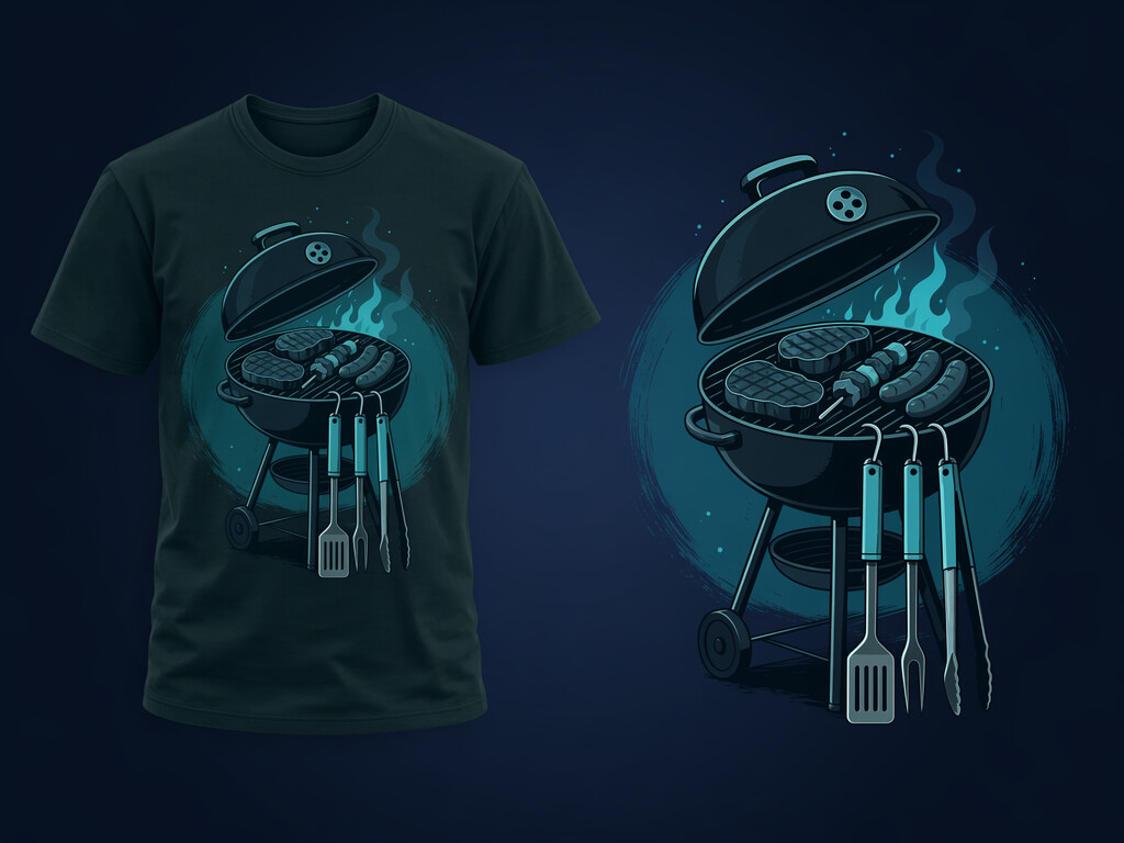 Grill Master BBQ fathers day t shirt designs with grilling theme