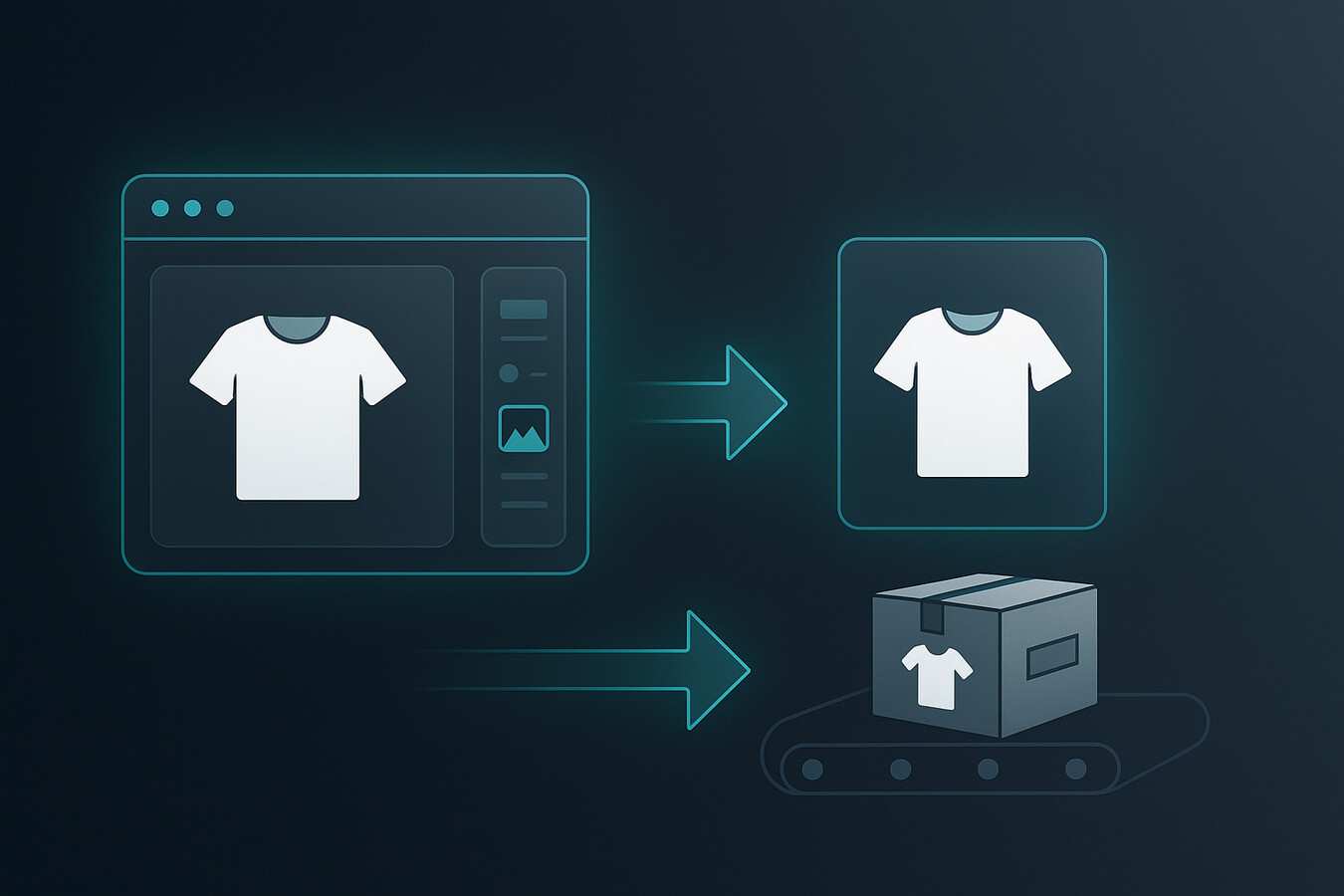 how to start a print on demand business mockup and workflow illustration