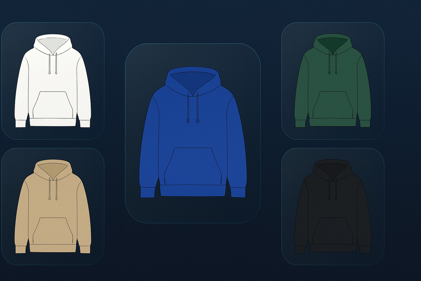 multiple hoodie color mockups generated for one design