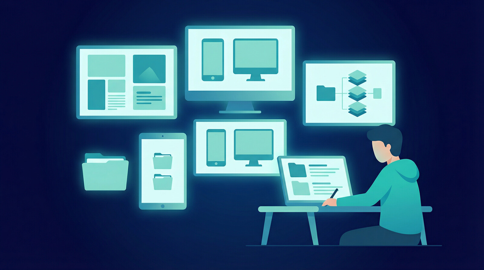 creator organizing digital product ideas into templates mockups and course modules