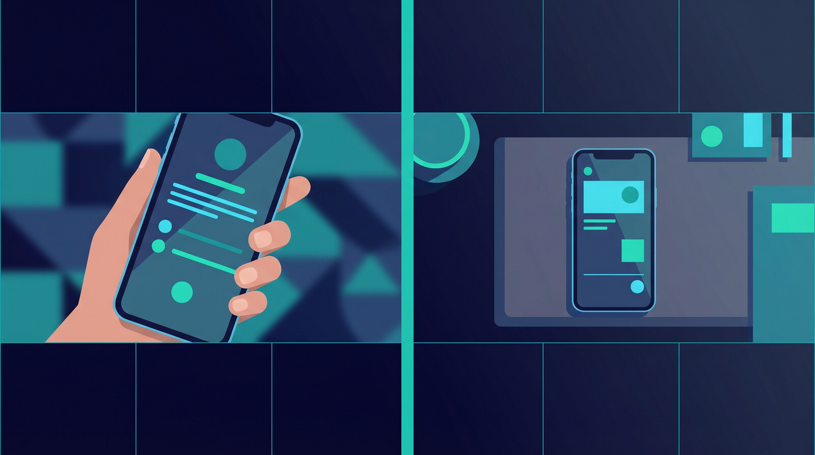 iphone mockup styles grid comparison flat lay and hand held