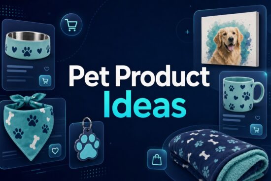 Print on demand pet products featured image with Pet Product Ideas text