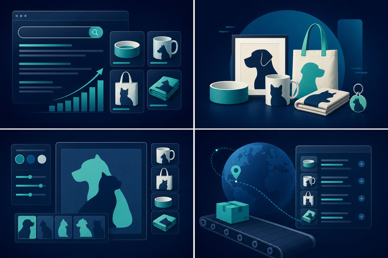 print on demand pet products product research dashboard