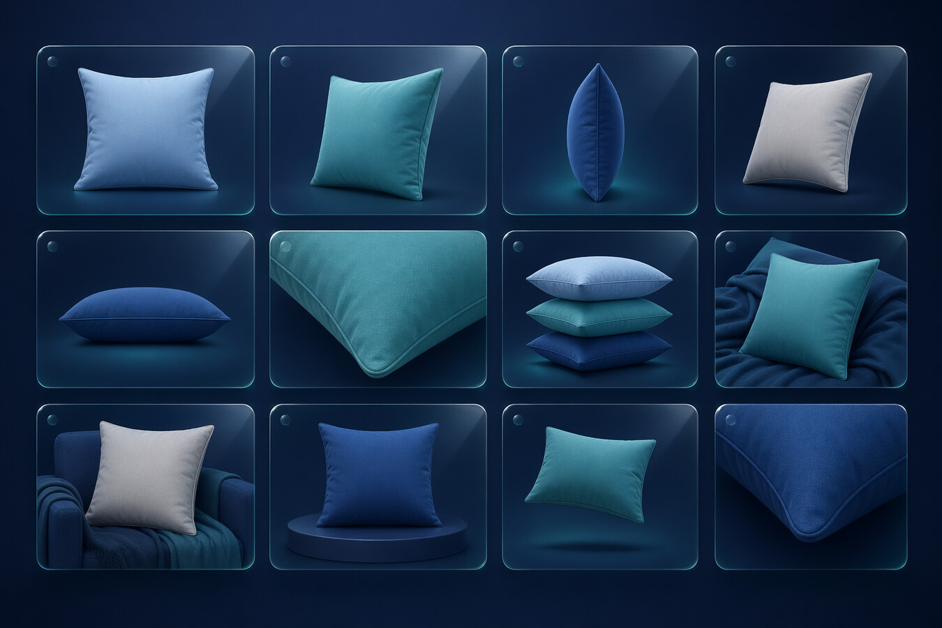 grid of print on demand pillow mockup options for Etsy listing conversion