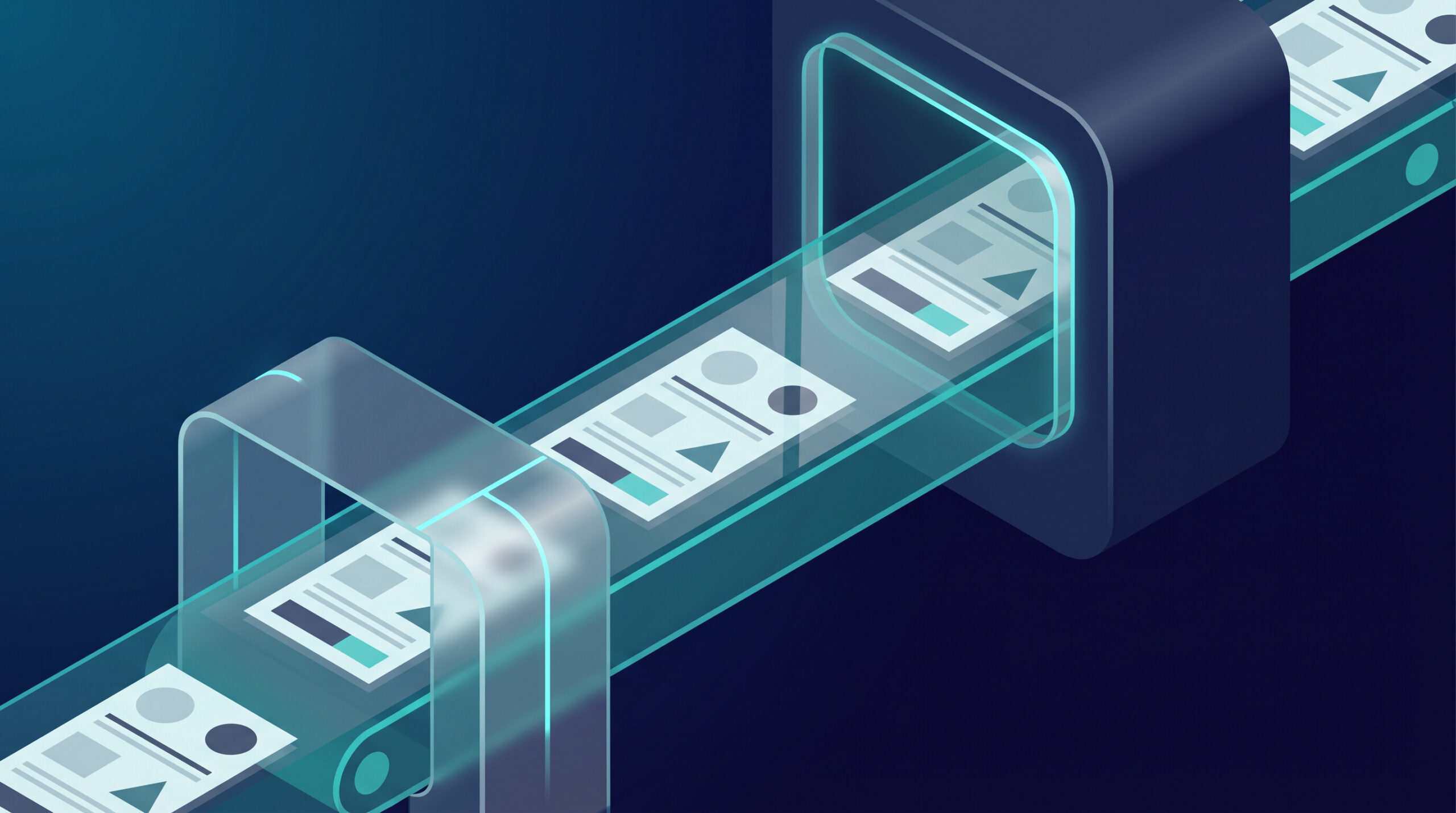 Print on demand sticker fulfillment conveyor illustration