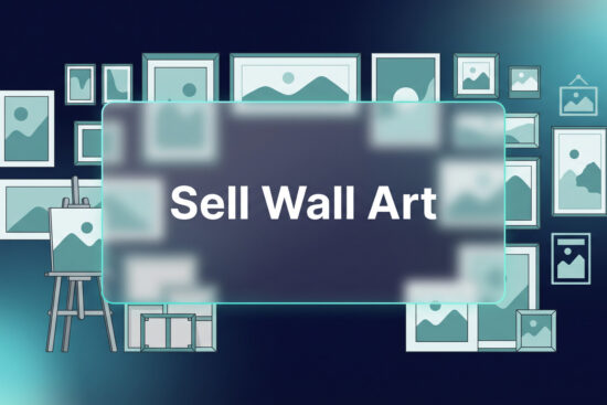print on demand wall art business guide thumbnail with glassmorphism design