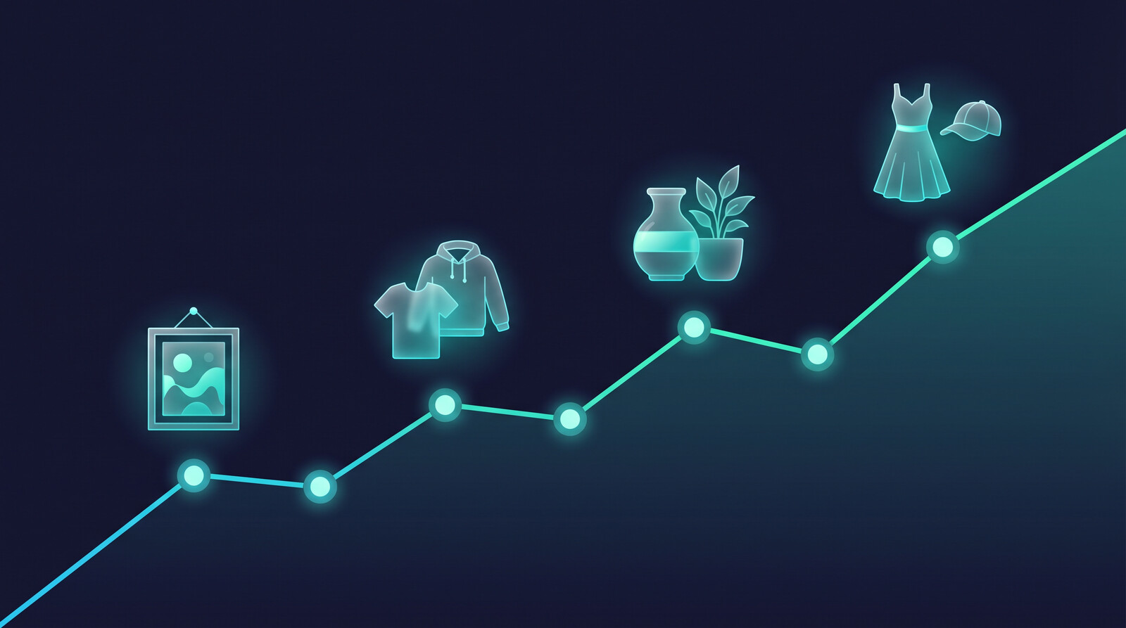 trending print on demand niches growth concept