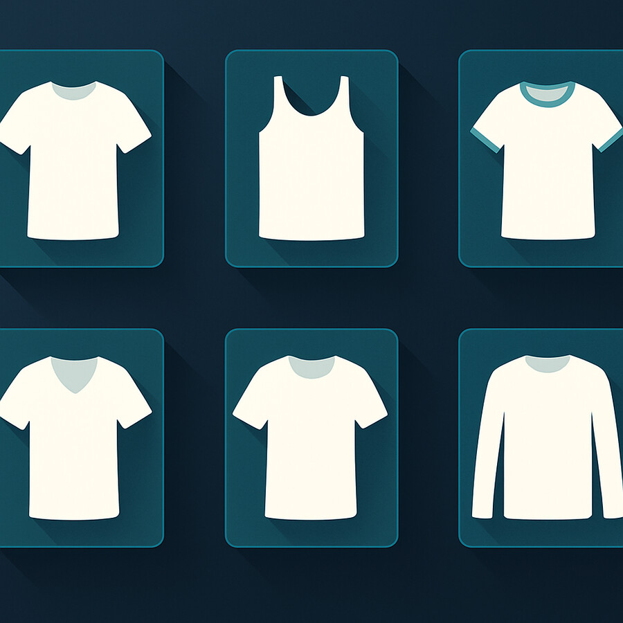 Trending t-shirt designs 2026 moodboard with modern shirt silhouettes