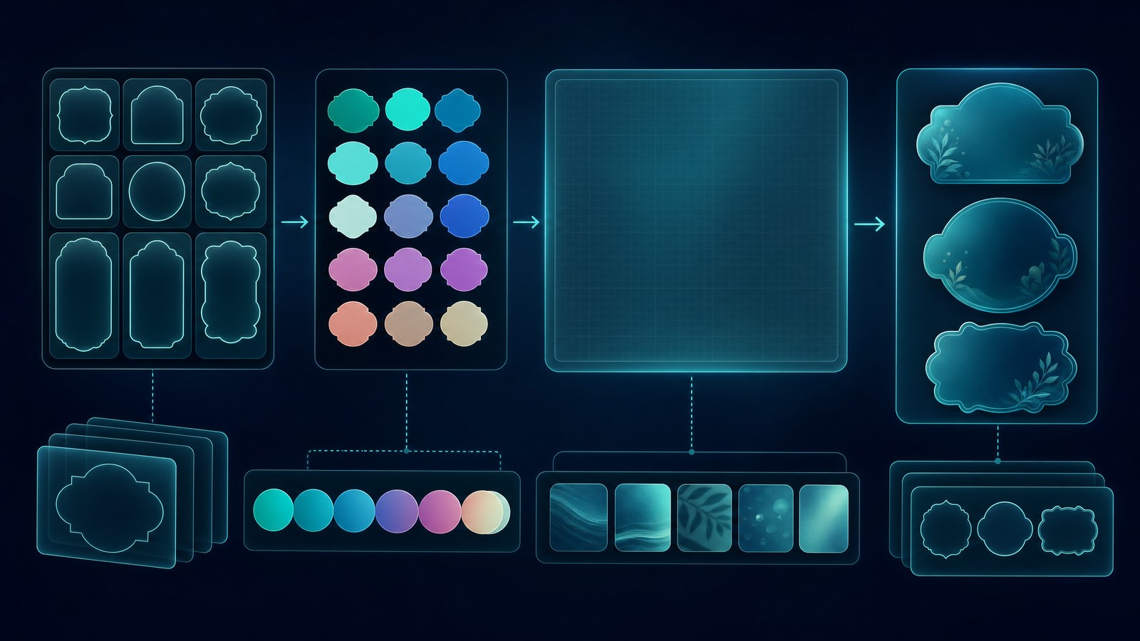 custom labels design system with blank templates and ecommerce artwork